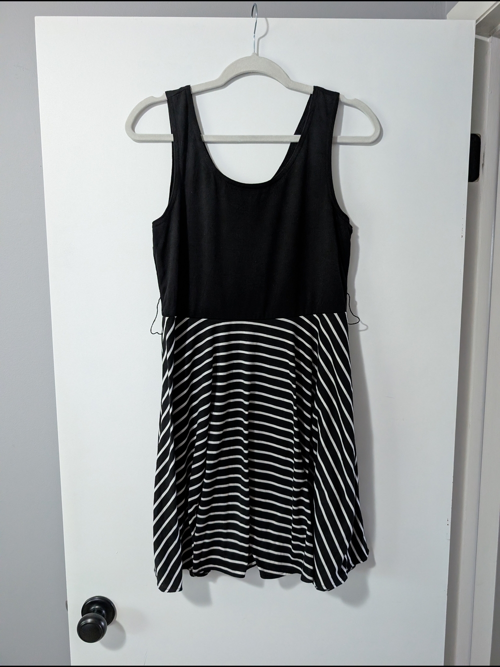 Black & White Striped Sleeveless Dress
